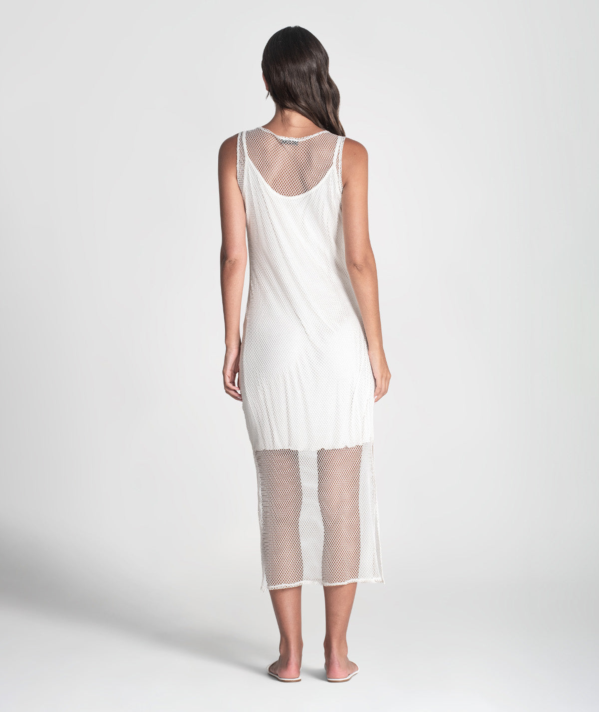 Vestido comprido perfurado com forro 6416