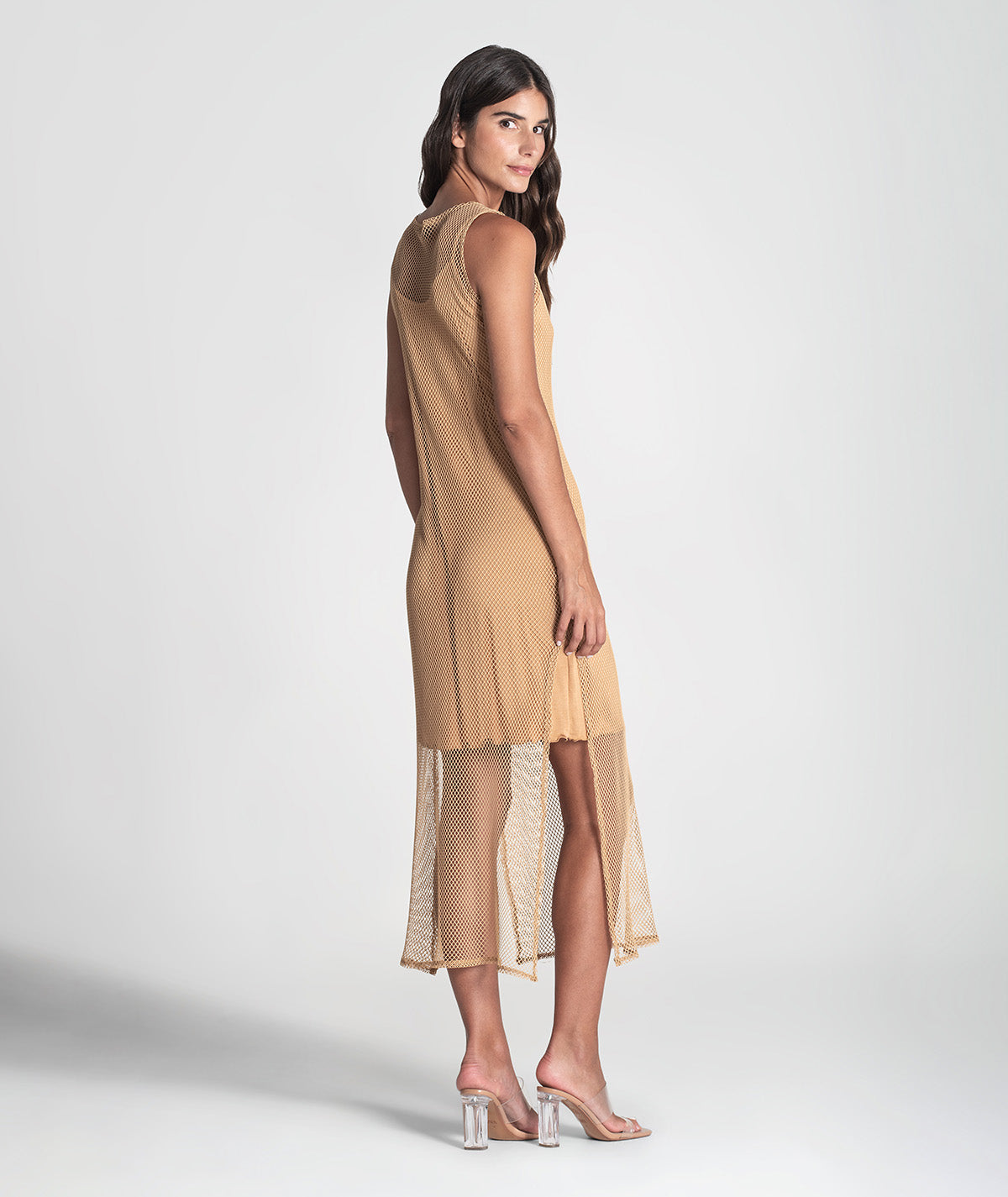 Vestido comprido perfurado com forro 6416