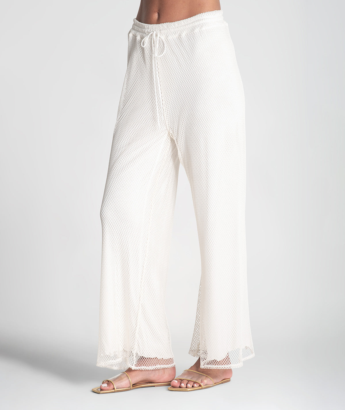 Calças perfuradas com cordão 6418