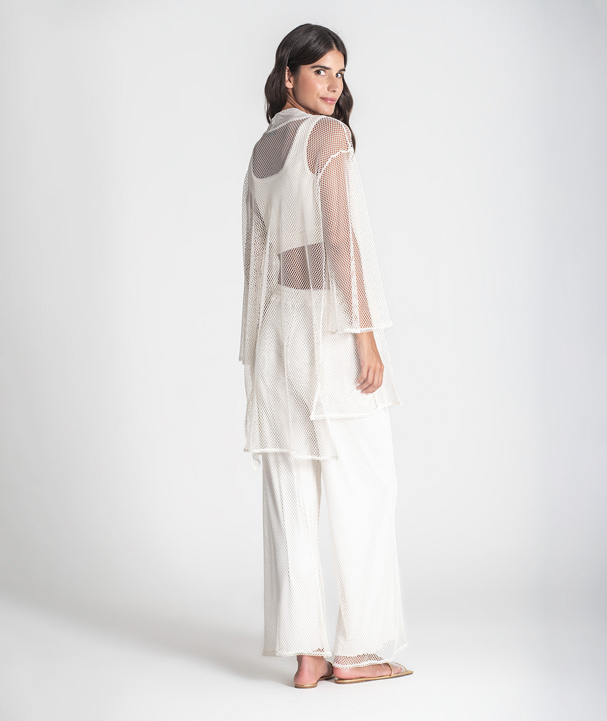 Calças perfuradas com cordão 6418