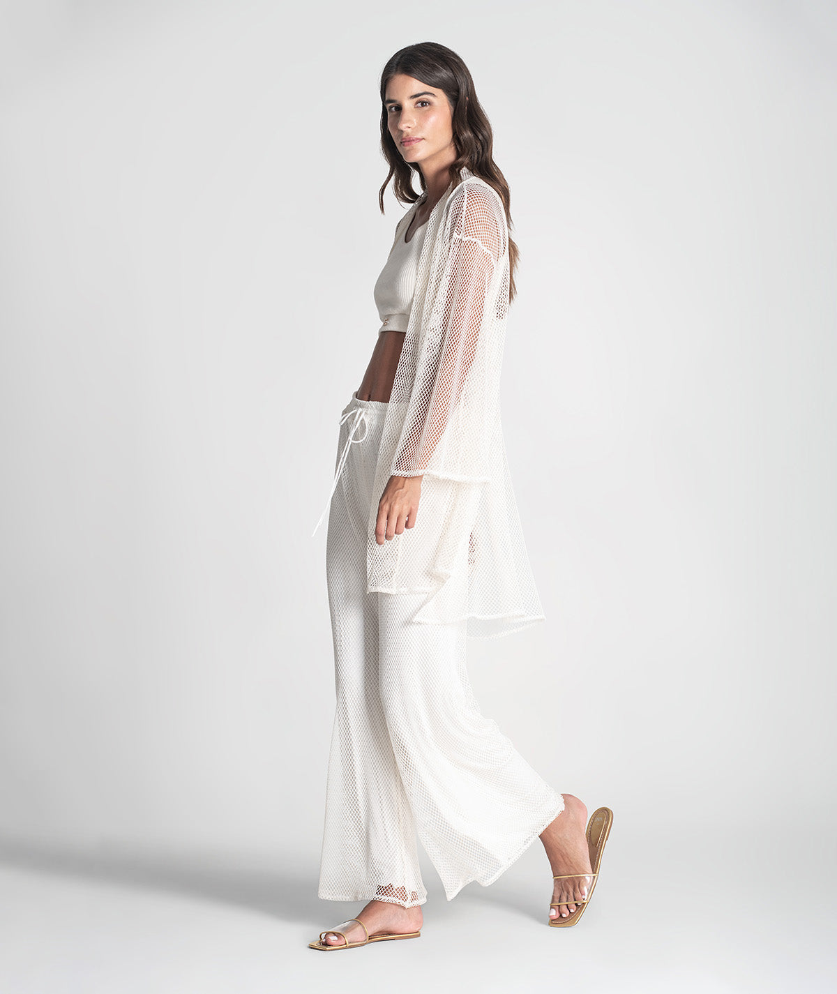 Calças perfuradas com cordão 6418