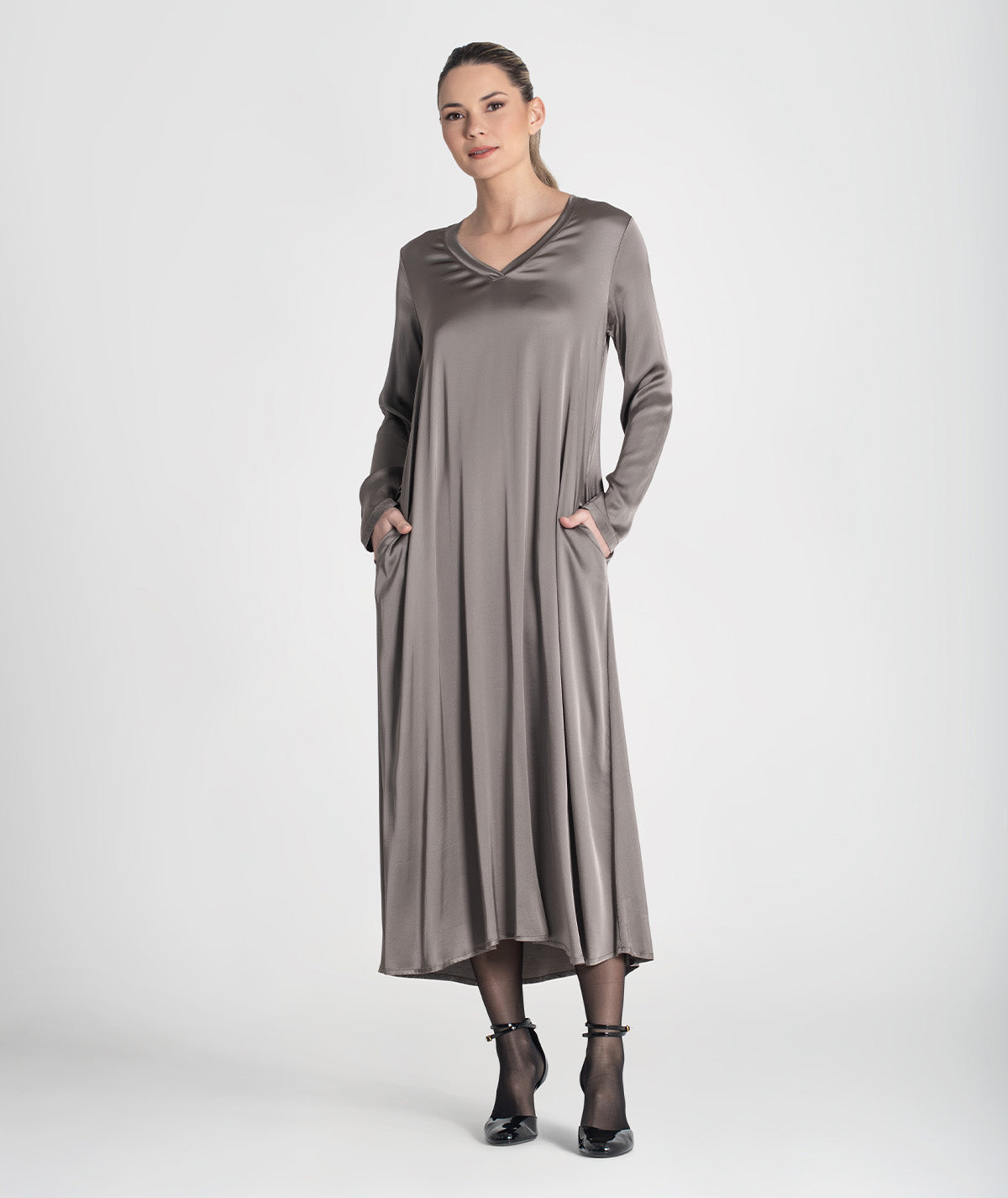 Vestido comprido de decote em v 6426