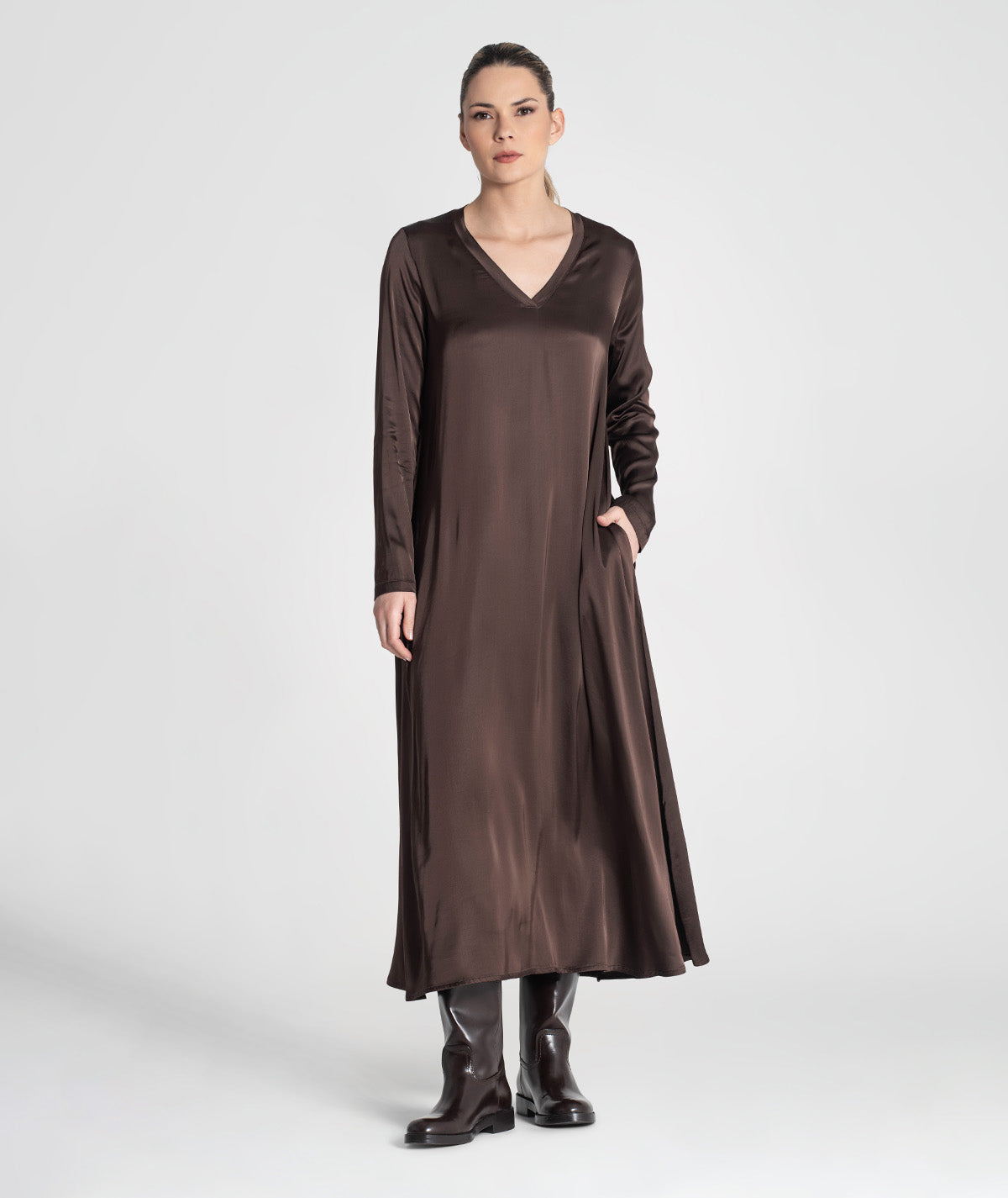 Vestido comprido de decote em v 6426