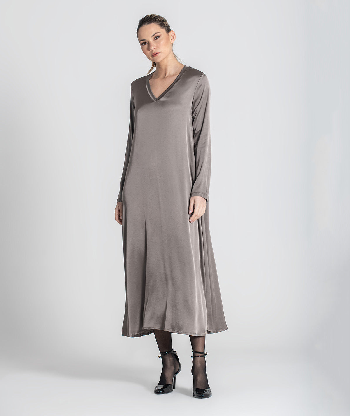Vestido comprido de decote em v 6426