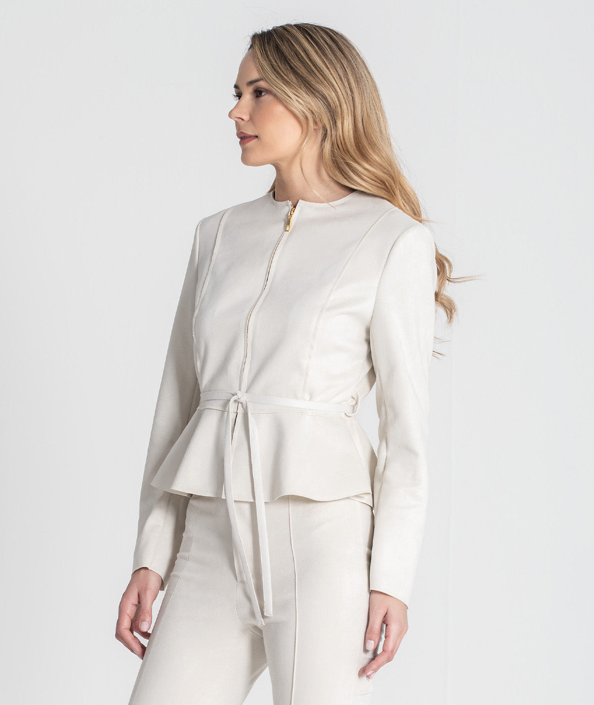 Casaco curto com cinto 6436