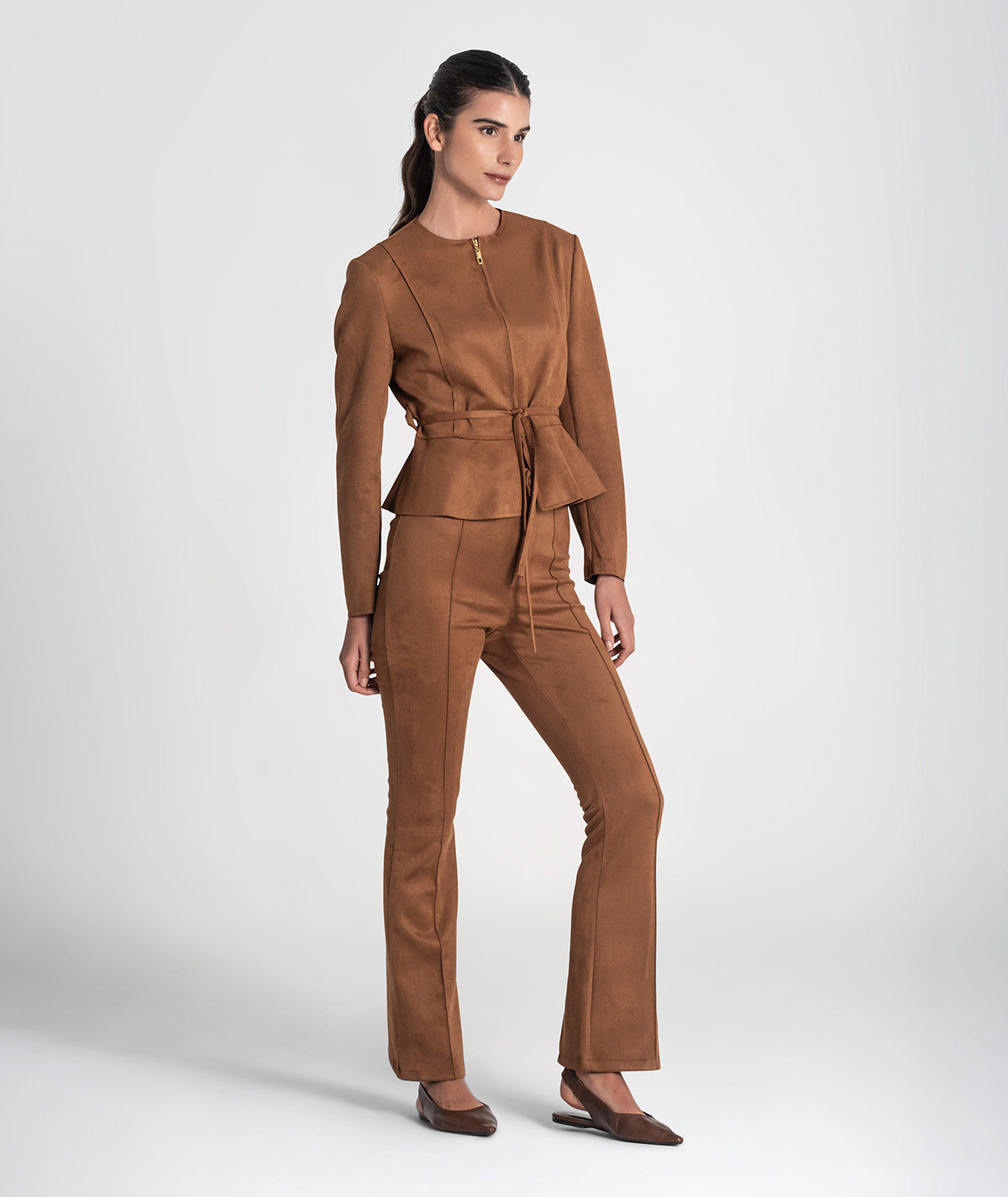 Casaco curto com cinto 6436