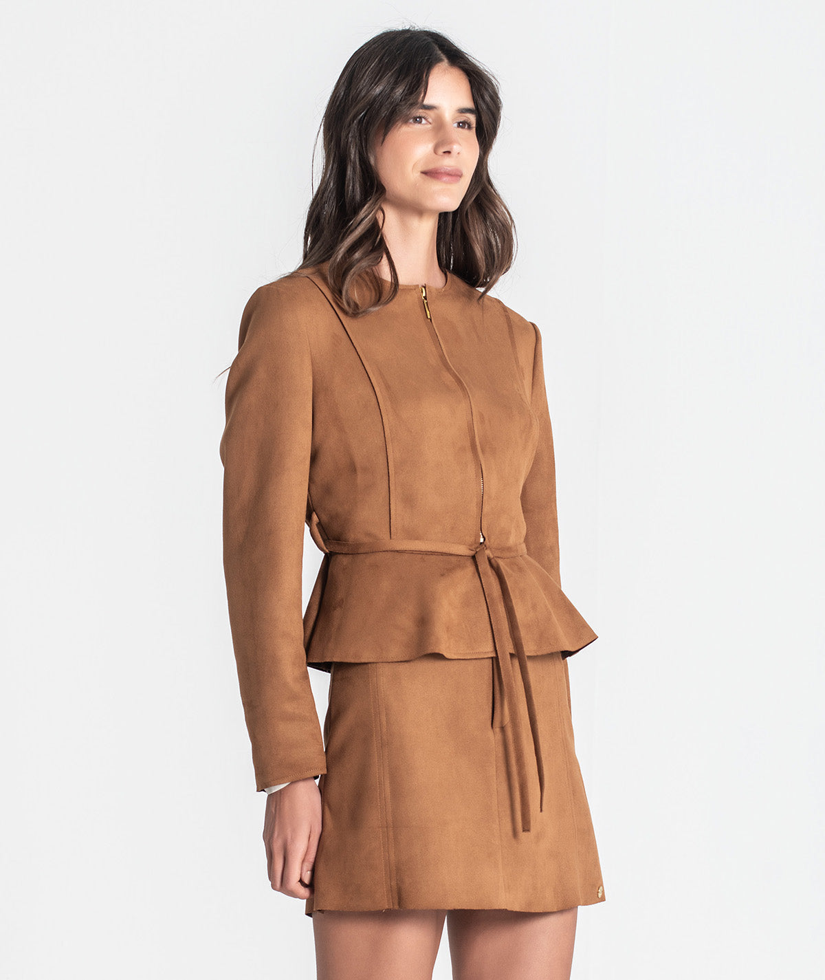 Casaco curto com cinto 6436