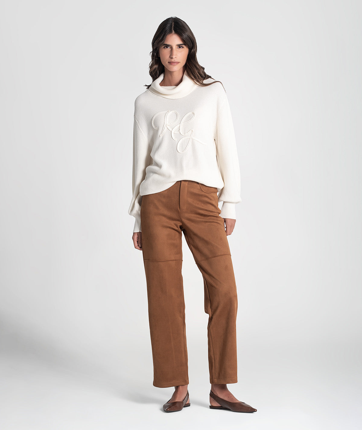 Calças largas com costuras 6442