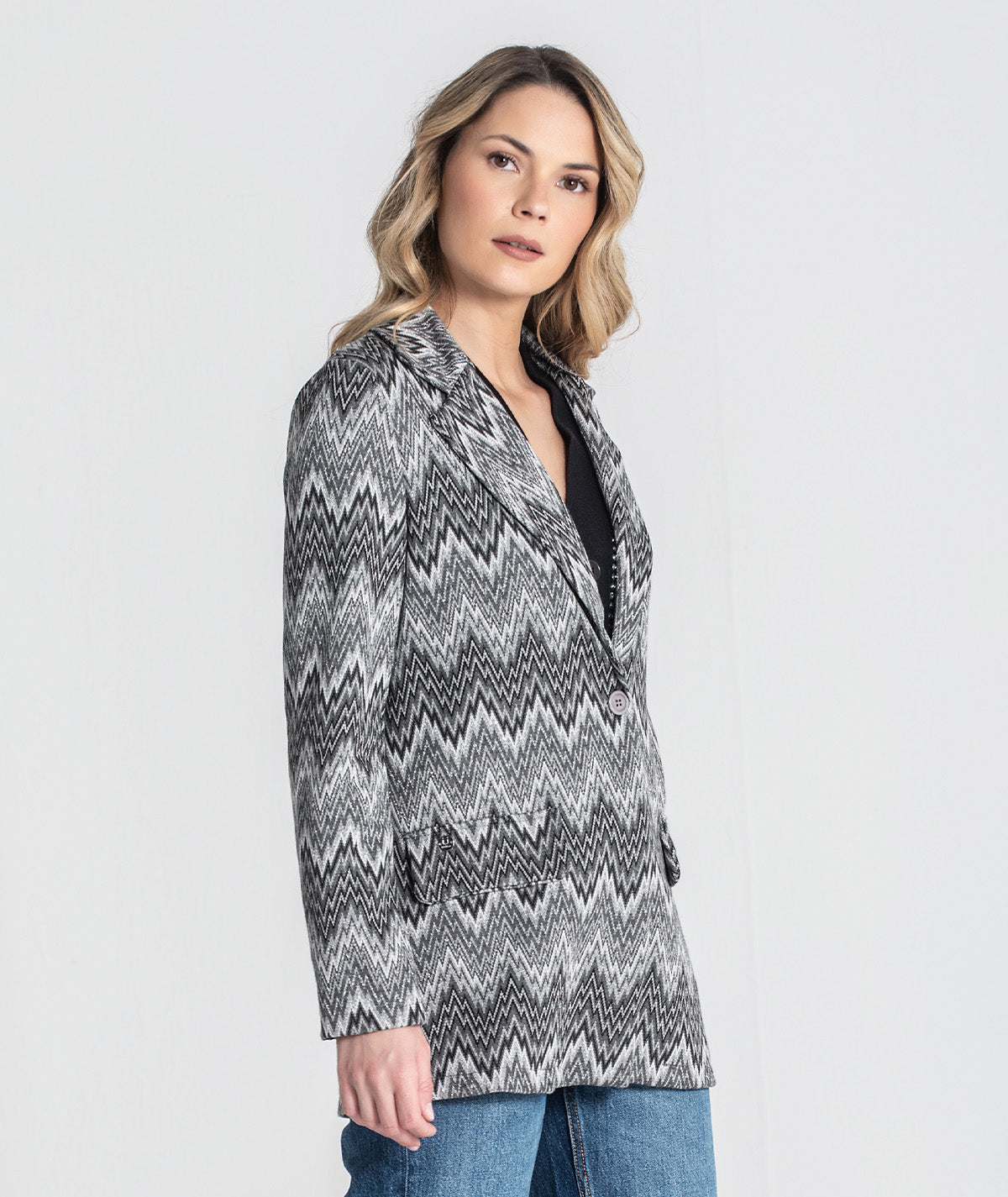 Blazer zigzag com brilho 6449