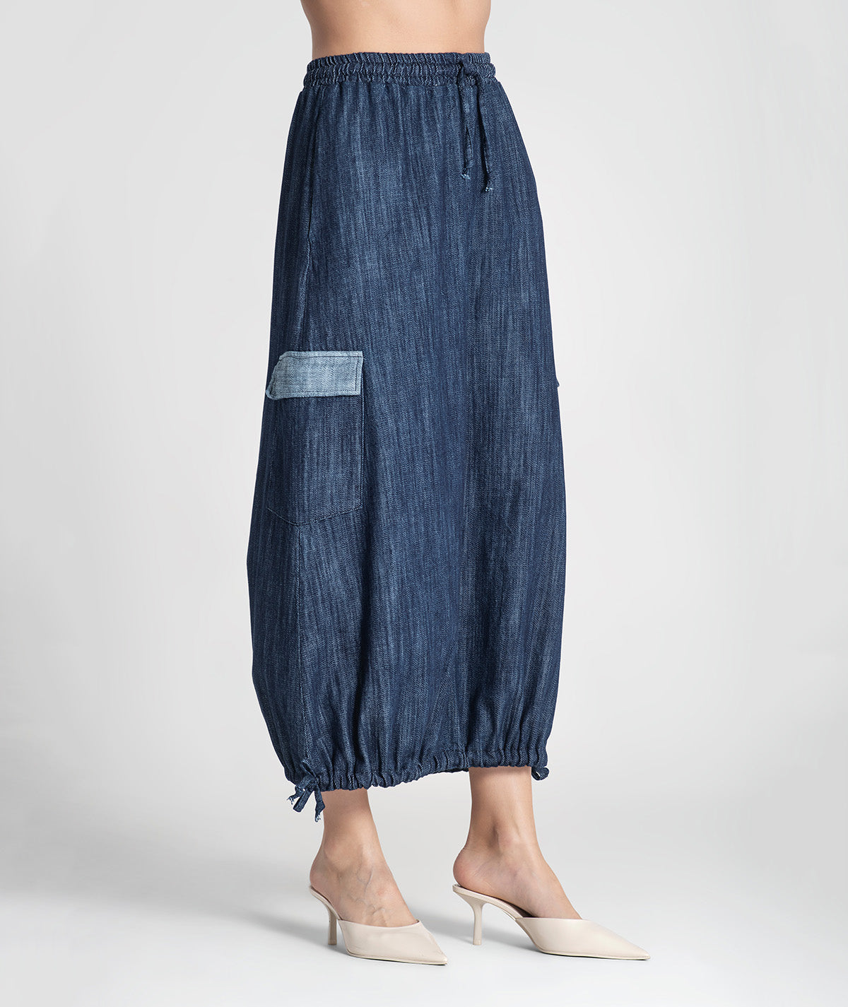 Saia tencel com cordão e bolsos 6452