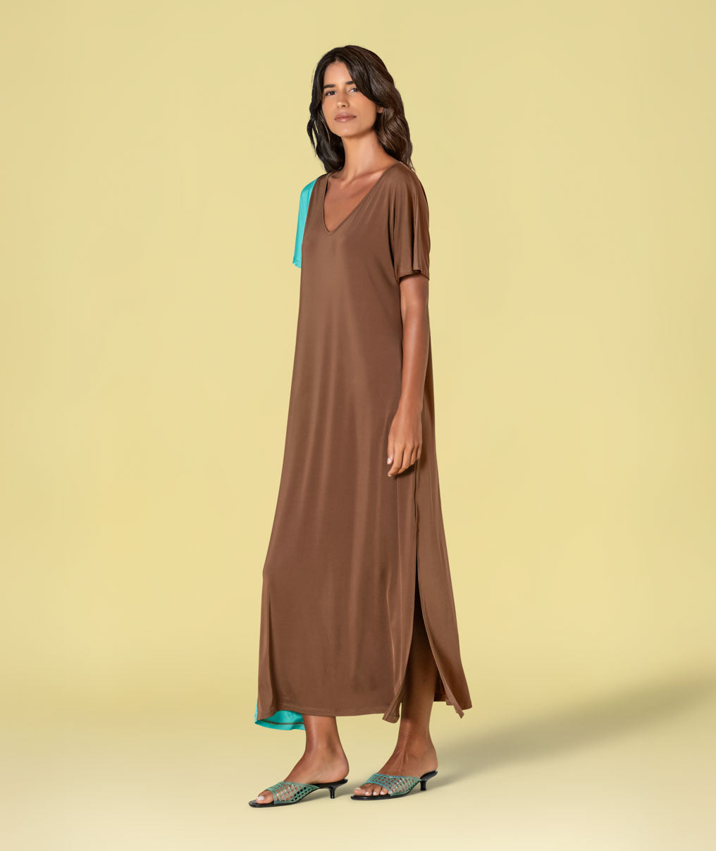 Two-tone V-neck dress 6468