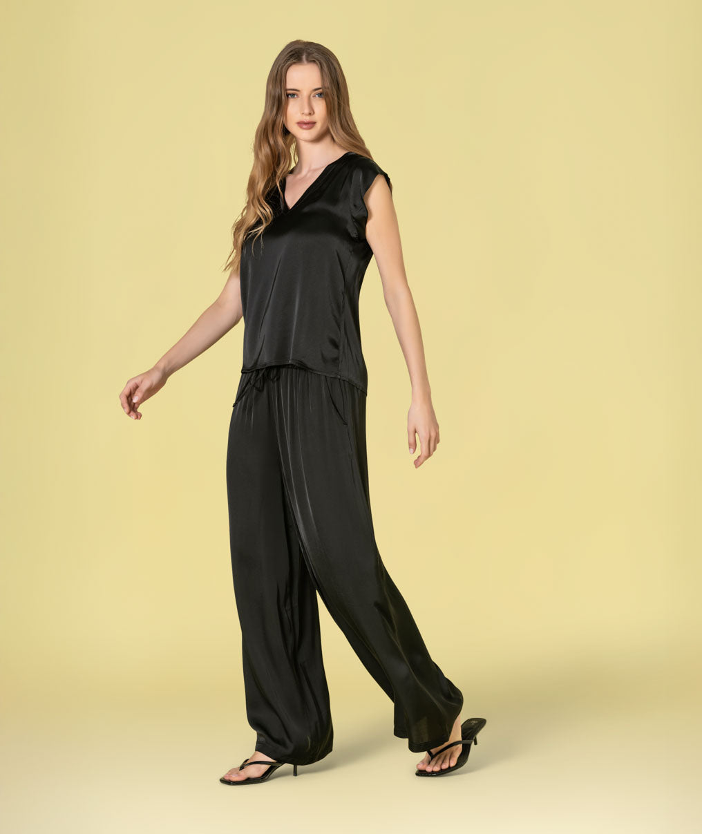 Satin v-neck blouse 6479