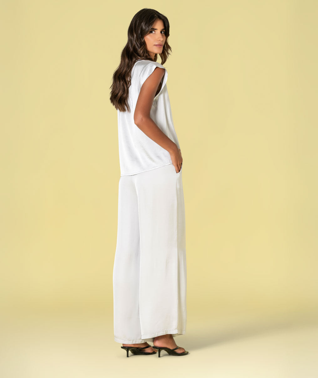 Satin v-neck blouse 6479