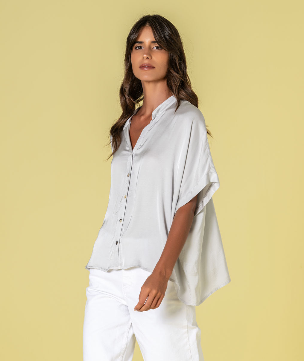 Satin short-sleeved blouse 6481