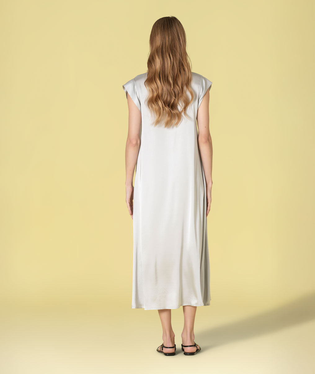Vestido decote em v acetinado 6484