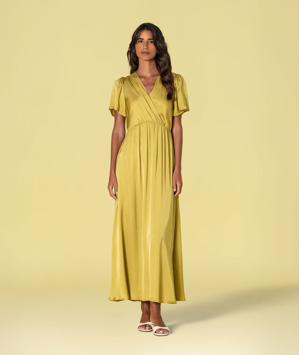 Vestido acetinado cruzado 6485