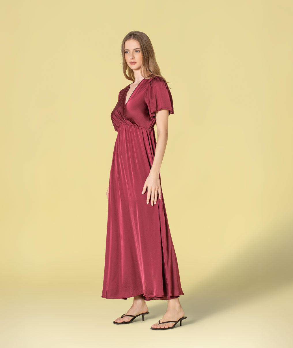 Vestido acetinado cruzado 6485