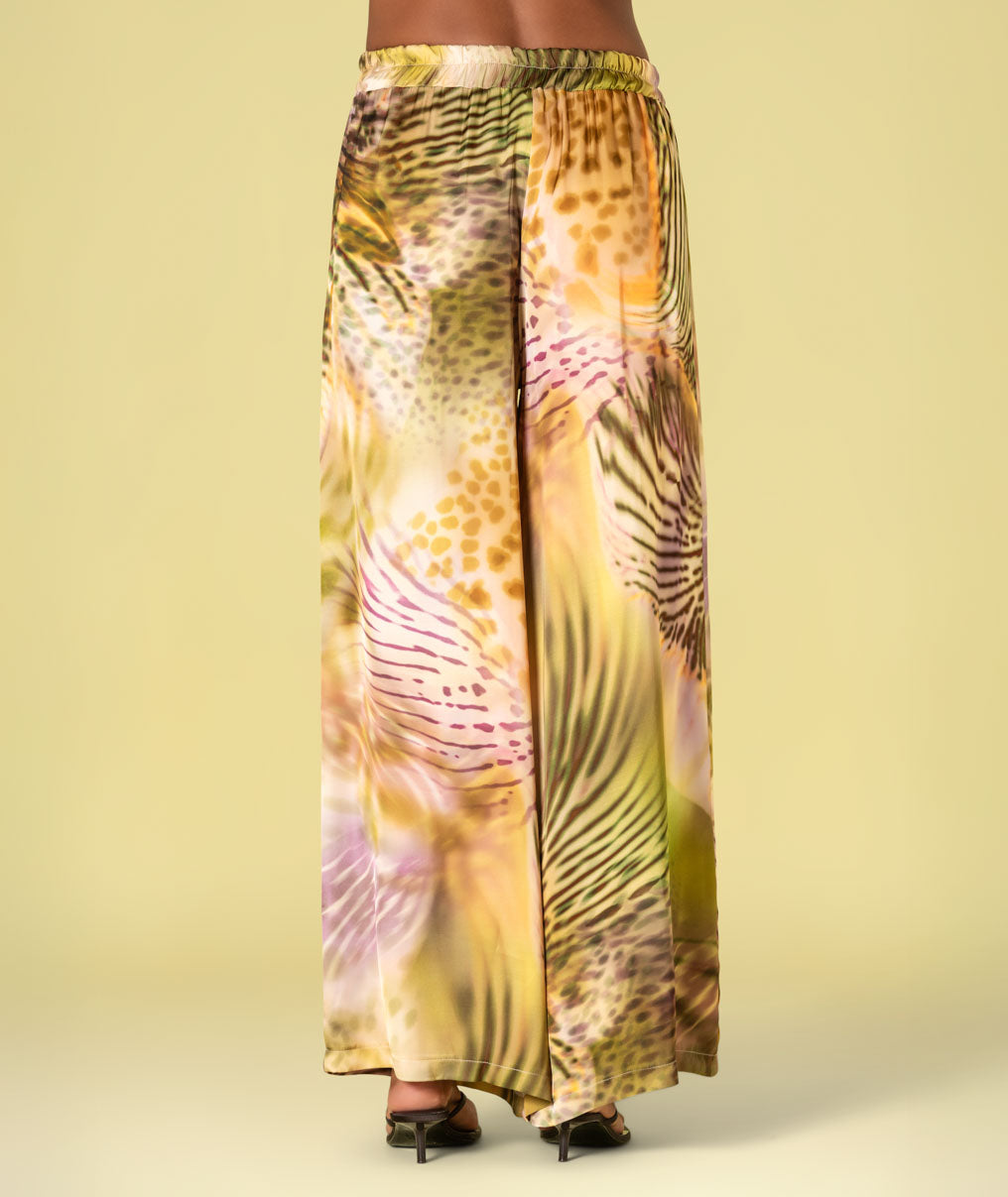 Calças largas com estampado tropical 6491