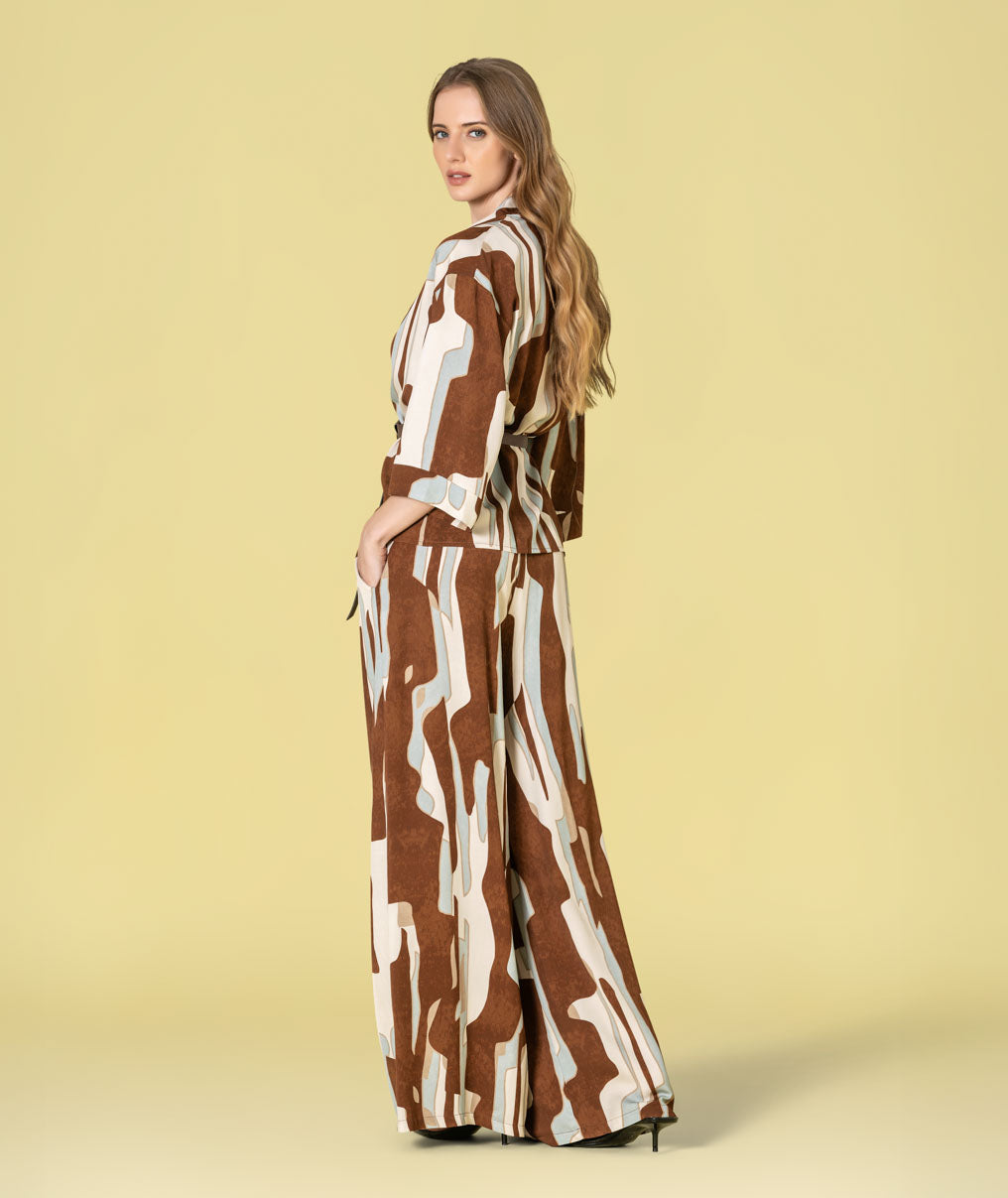 Kimono com padrão geométrico e cinto 6497