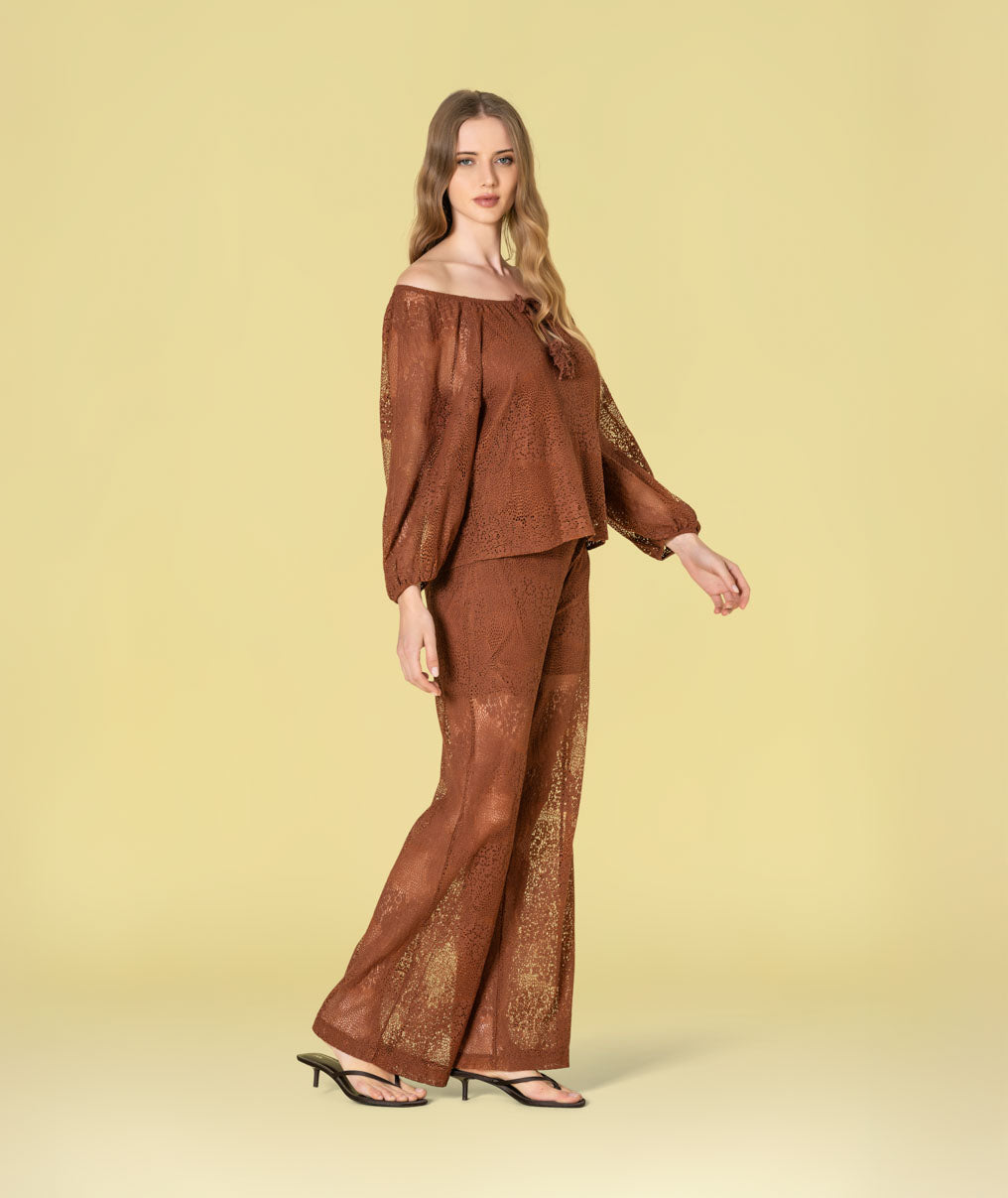 Blusa perfurada com atilhos 6499