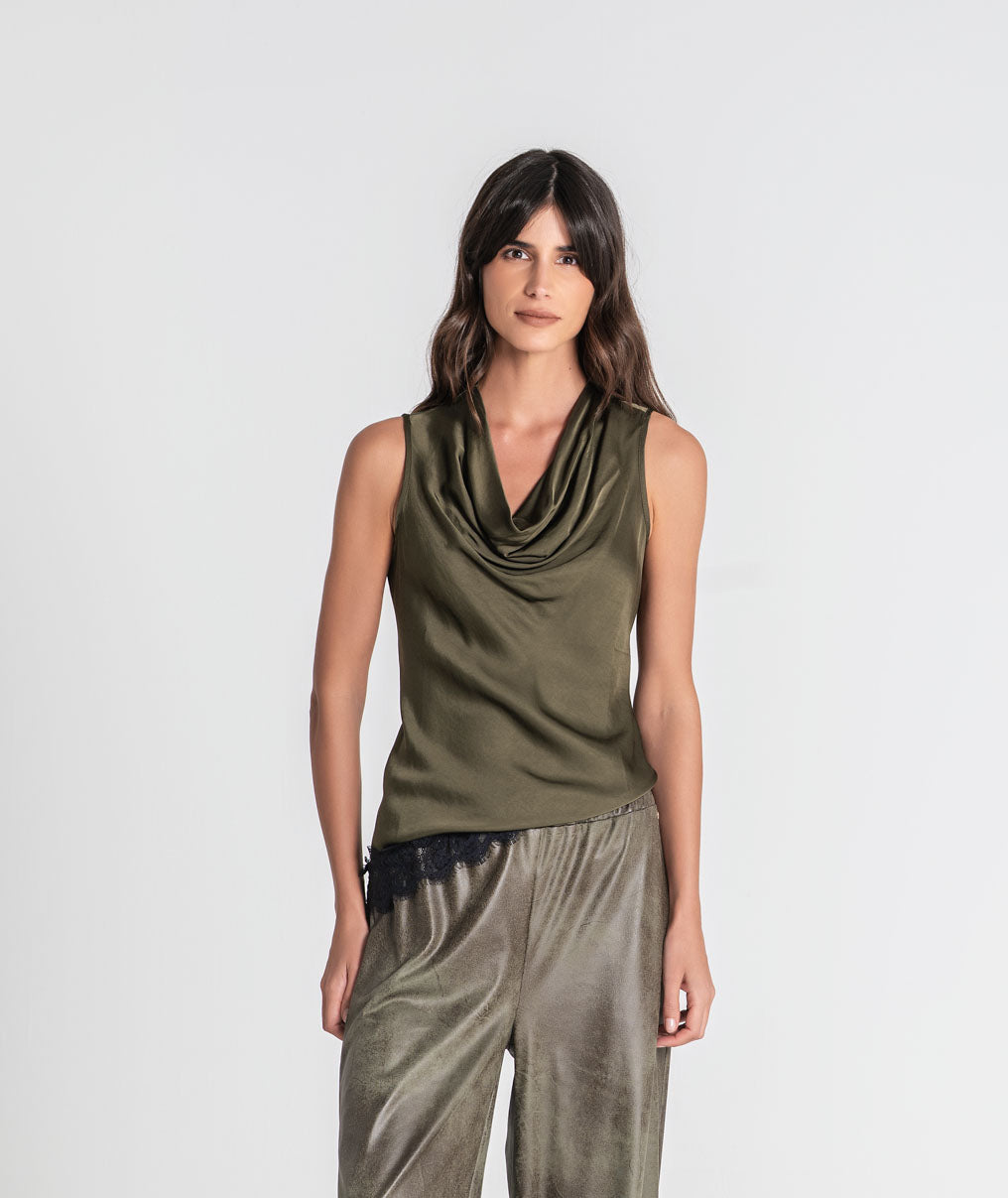 Satin blouse with lace 6516