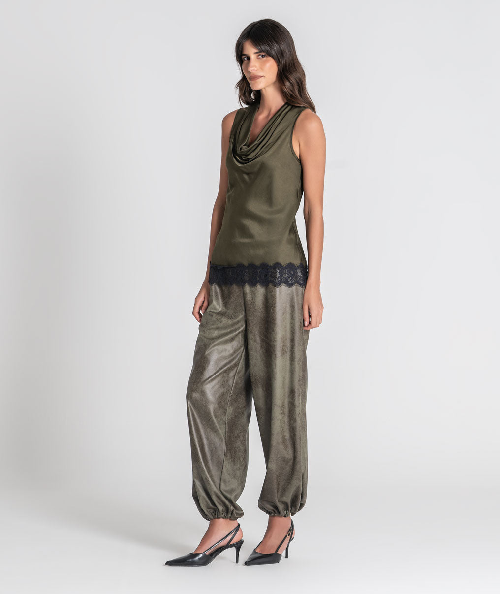 Satin blouse with lace 6516