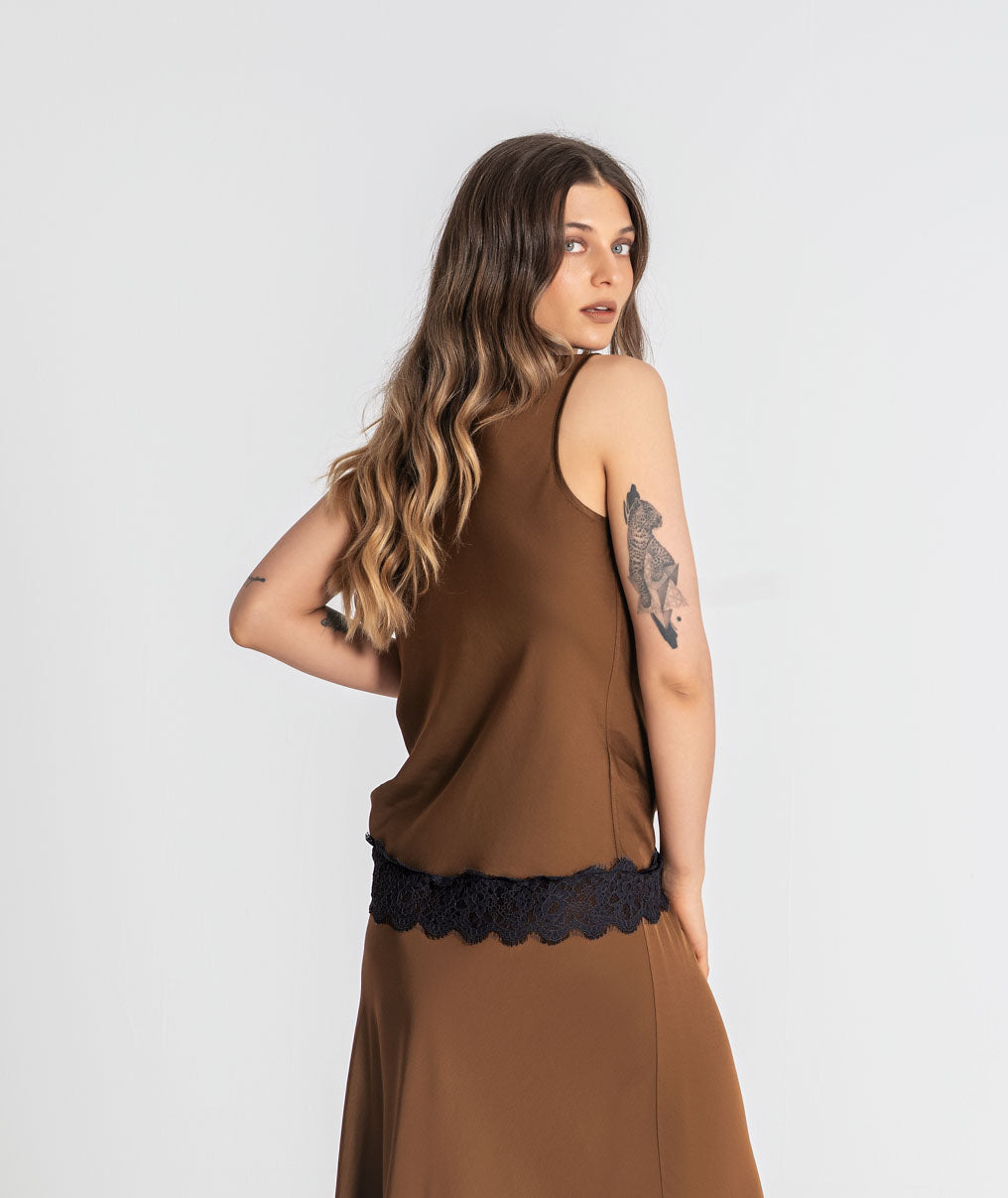 Satin blouse with lace 6516