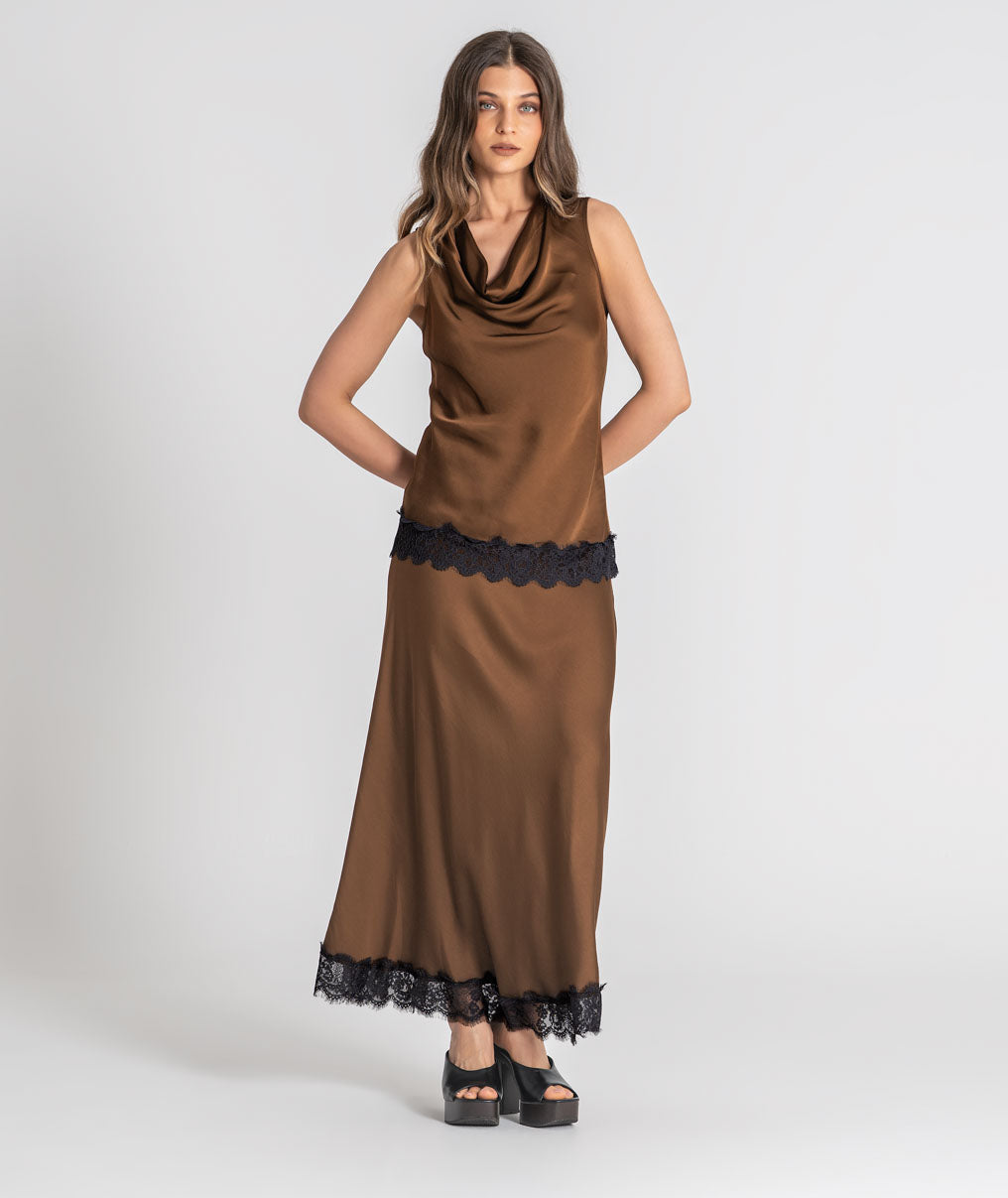 Satin blouse with lace 6516