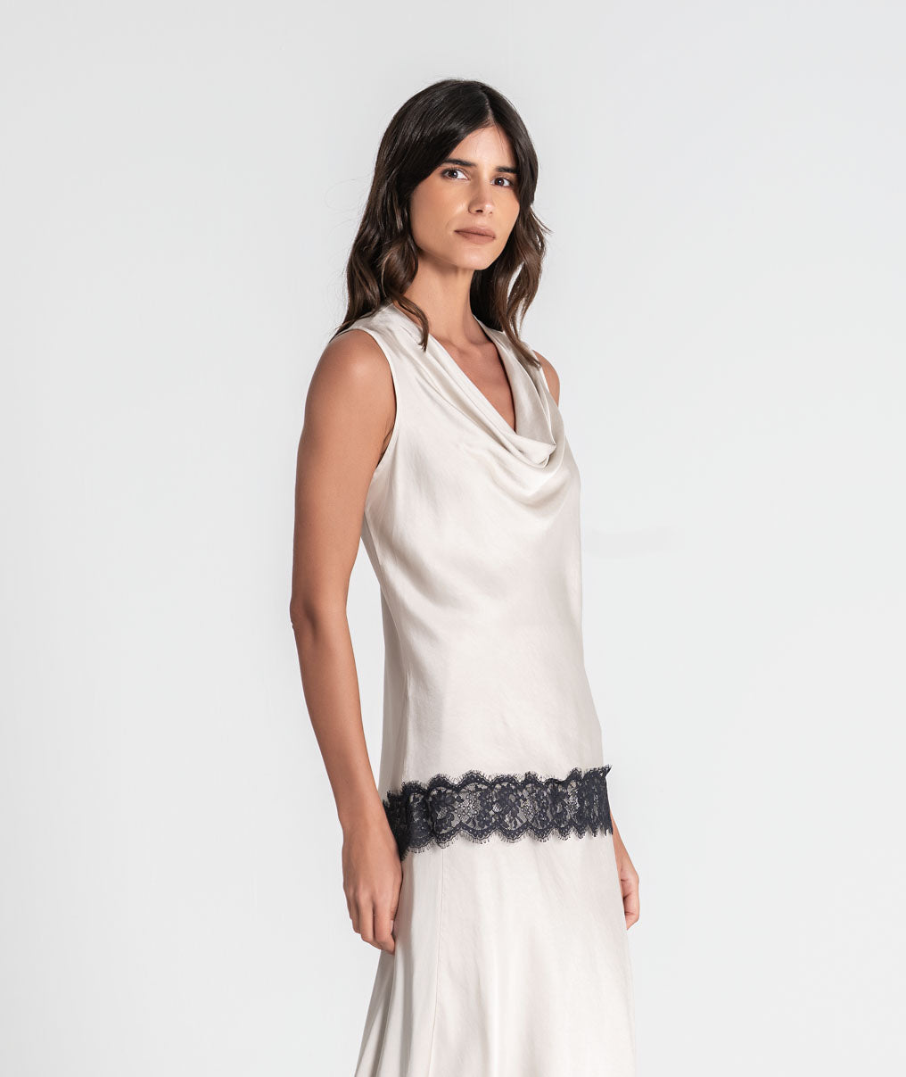 Satin blouse with lace 6516