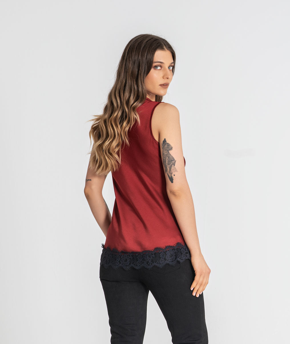 Satin blouse with lace 6516