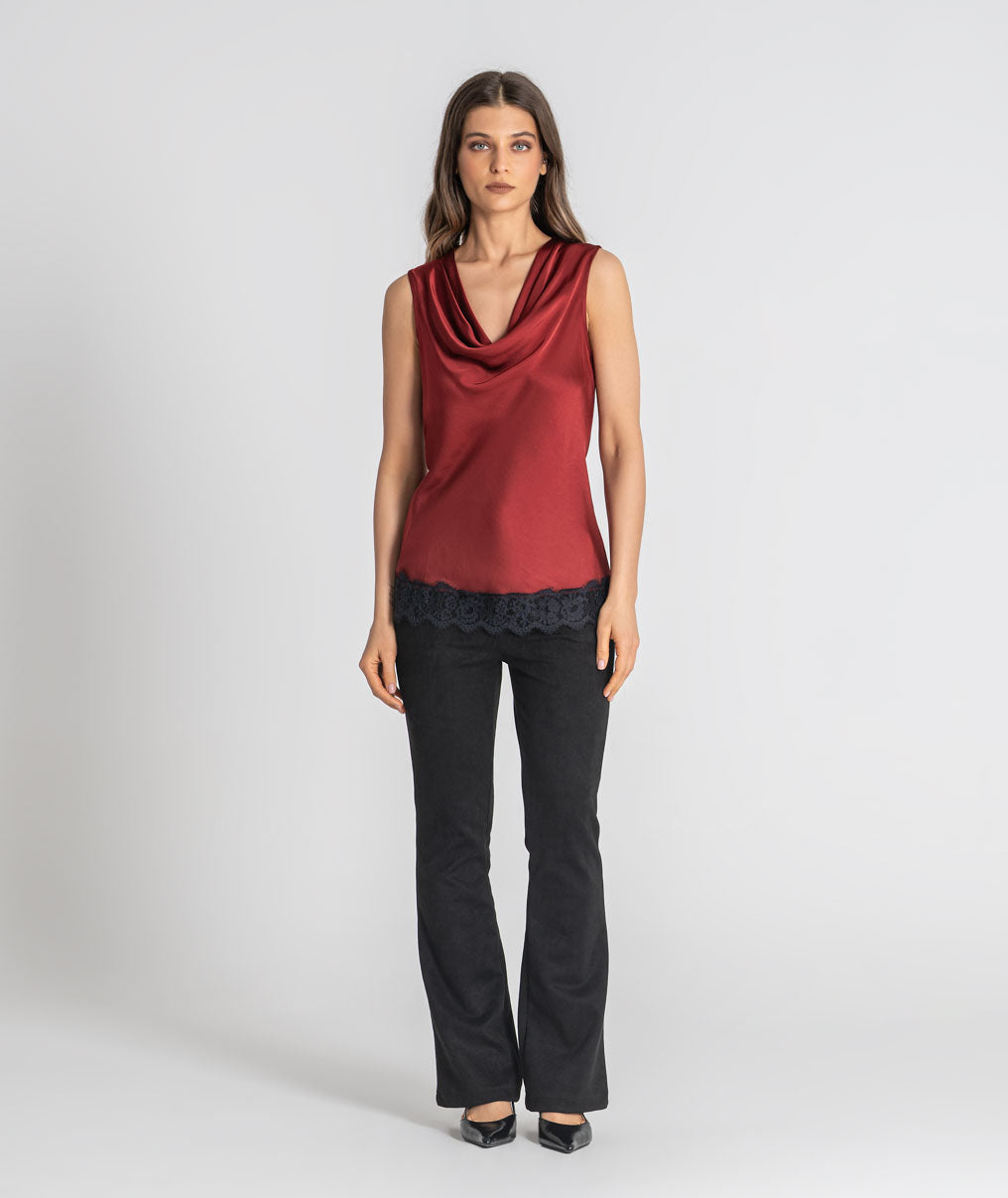 Satin blouse with lace 6516