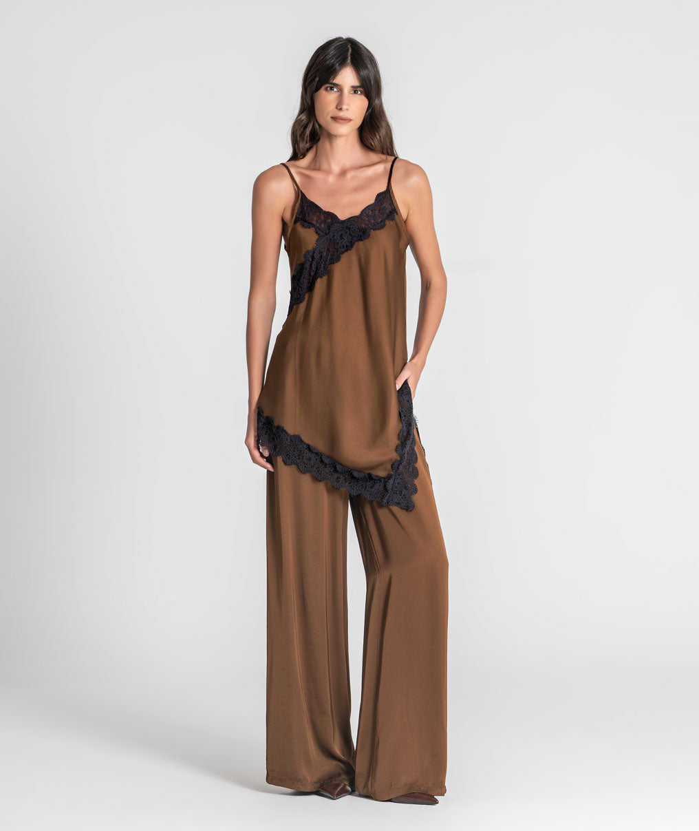 Satin camisole with lace 6517