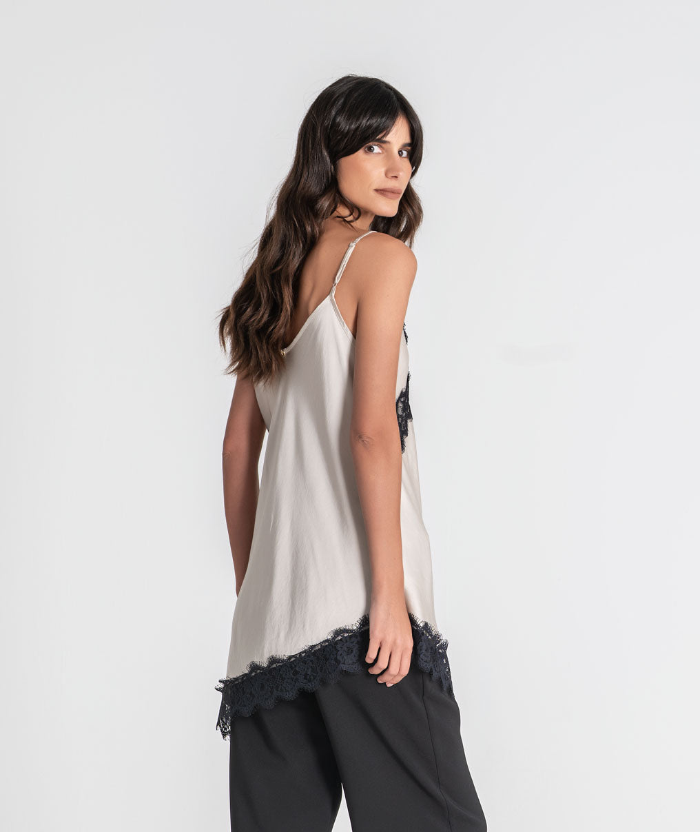 Satin camisole with lace 6517