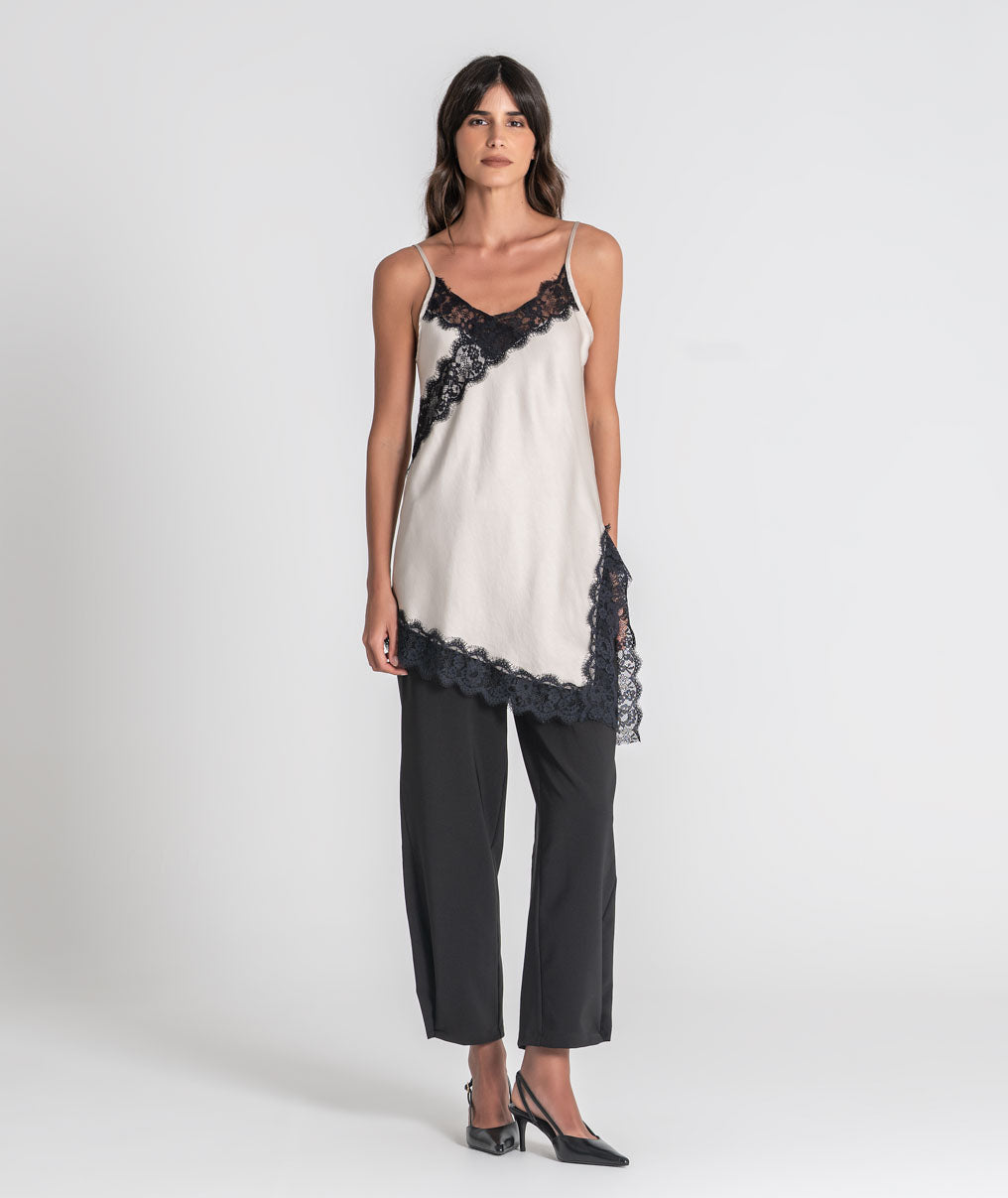 Satin camisole with lace 6517