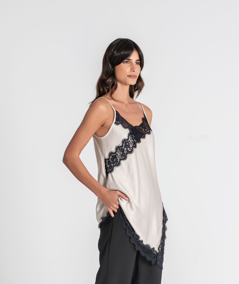 Satin camisole with lace 6517