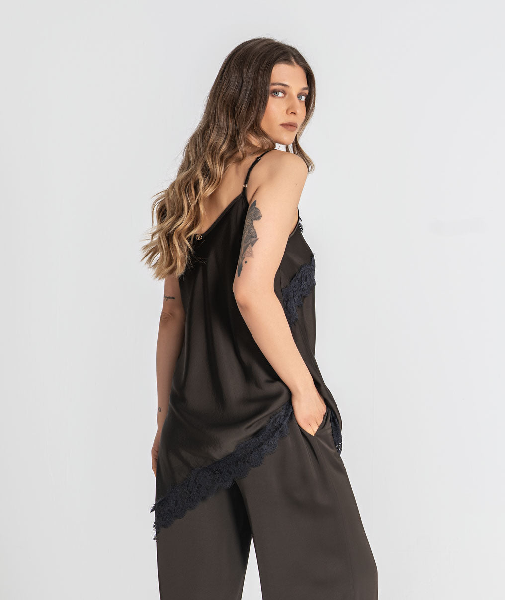 Satin camisole with lace 6517