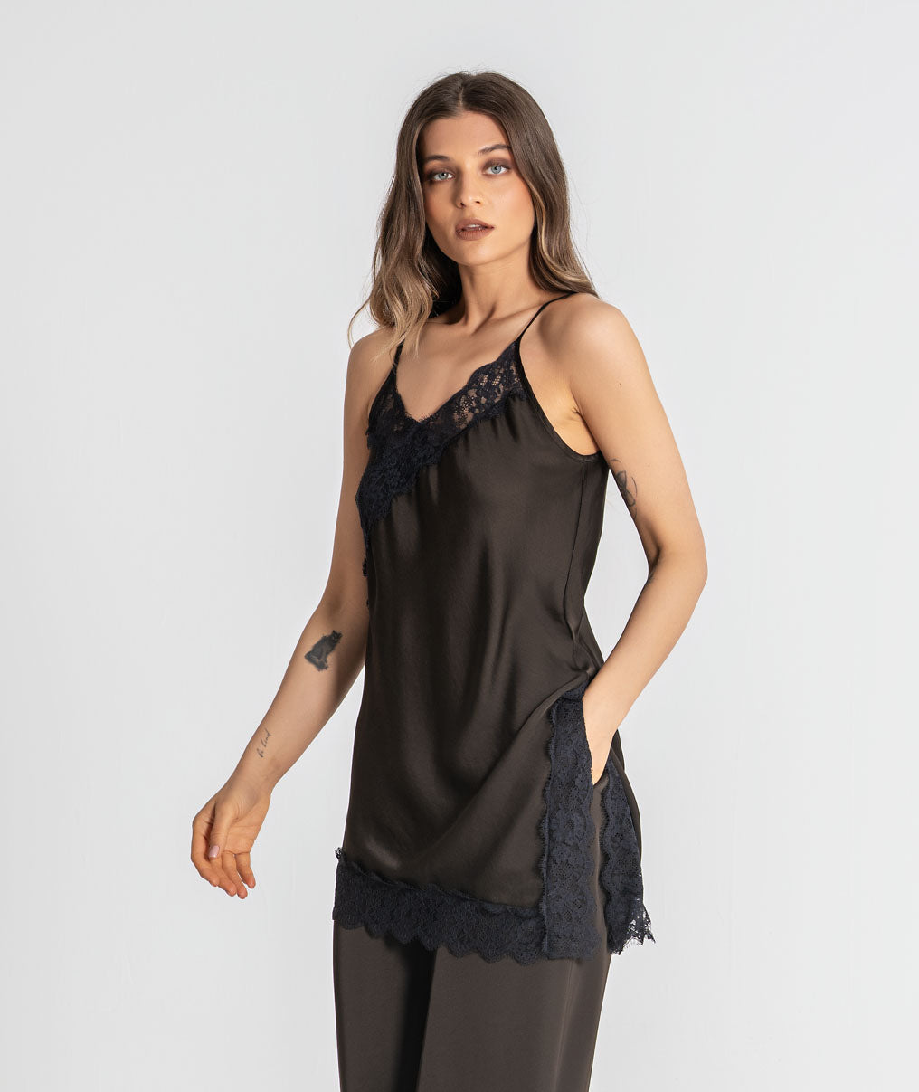 Satin camisole with lace 6517