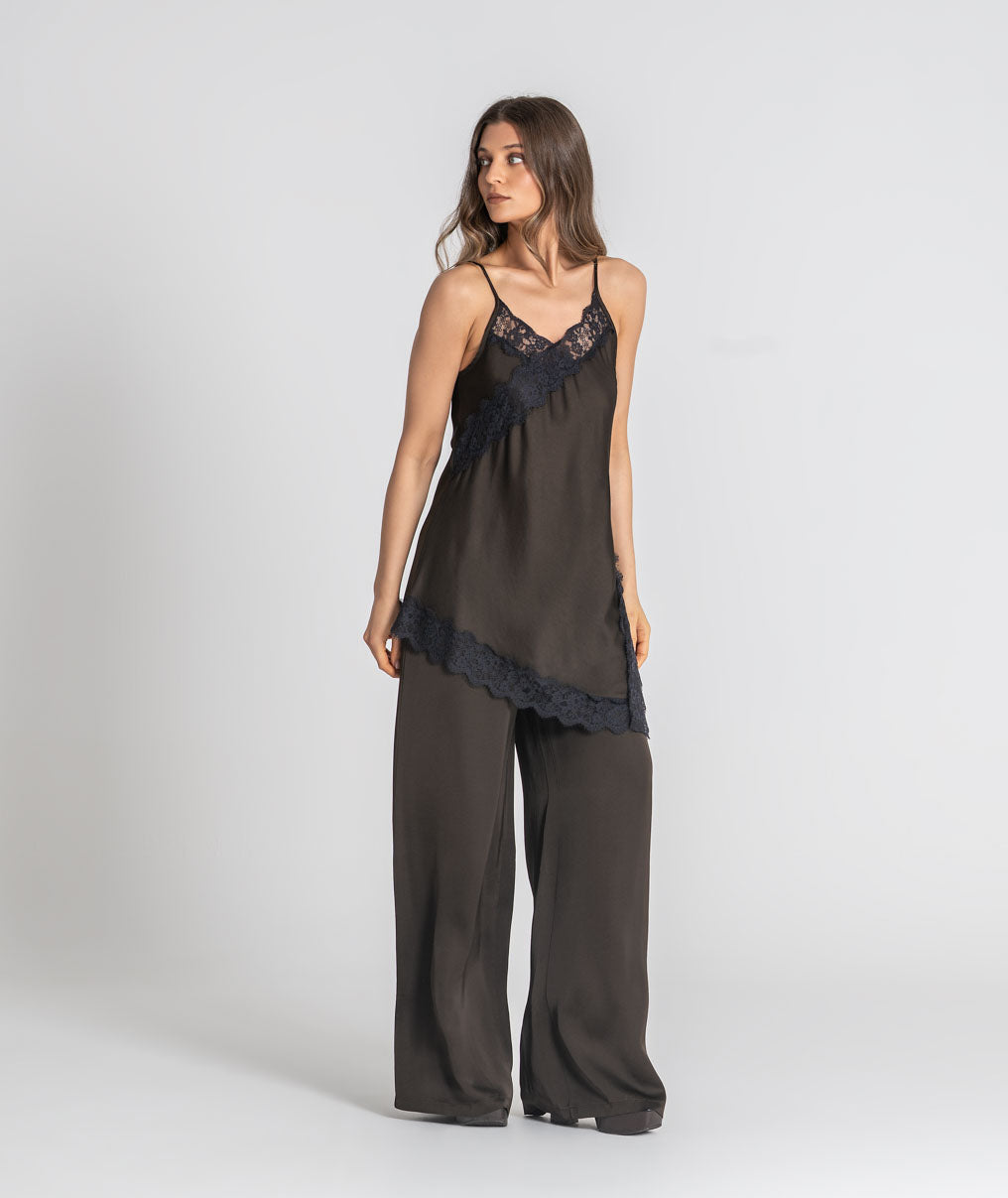 Satin camisole with lace 6517