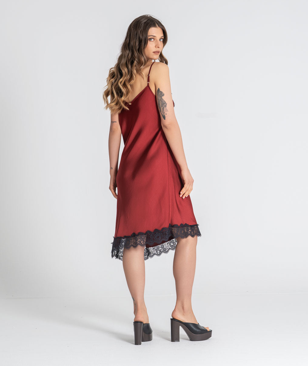 Satin dress with lace 6519