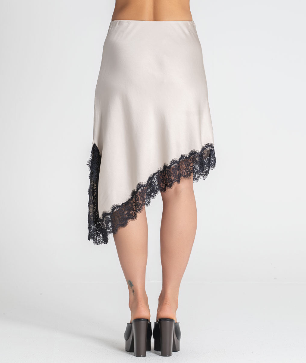 Satin skirt with lace 6520
