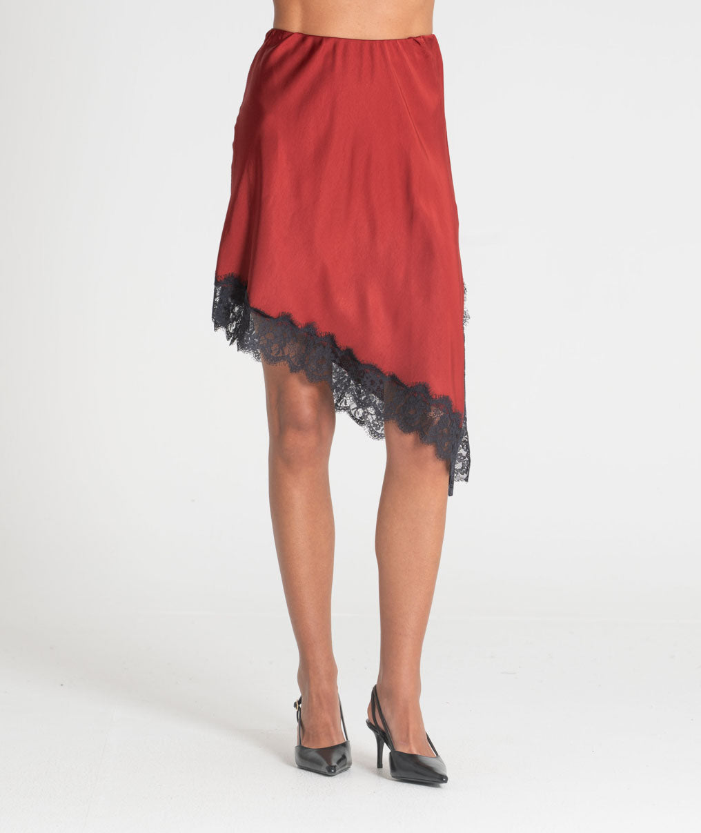 Satin skirt with lace 6520