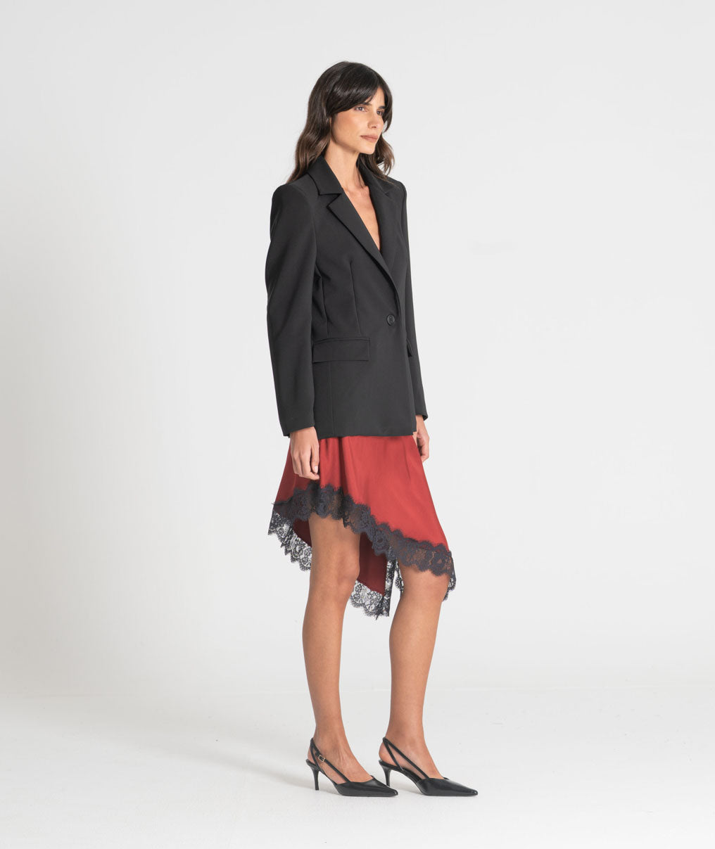 Satin skirt with lace 6520