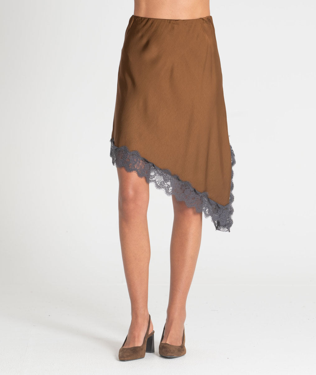 Satin skirt with lace 6520