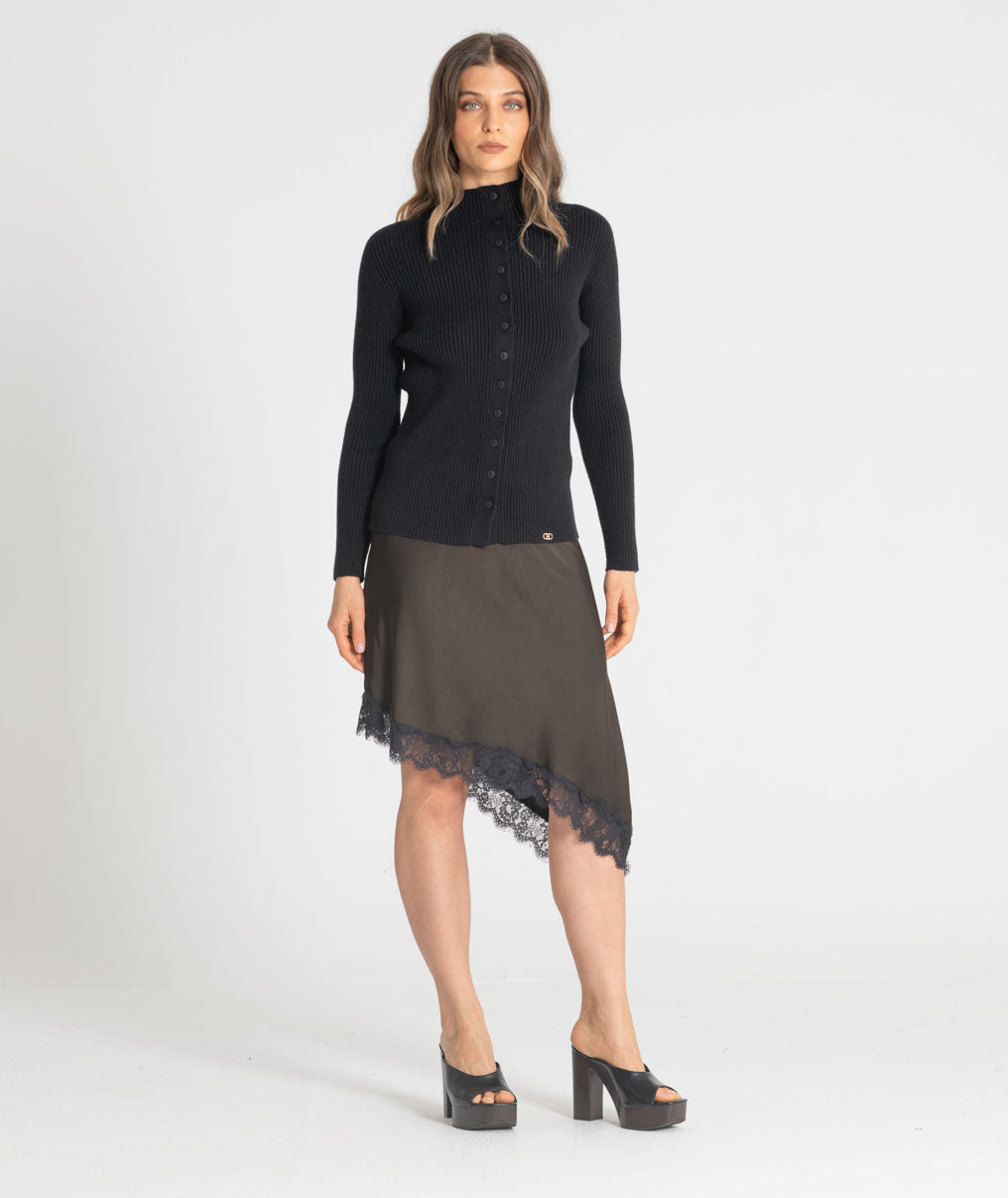 Satin skirt with lace 6520