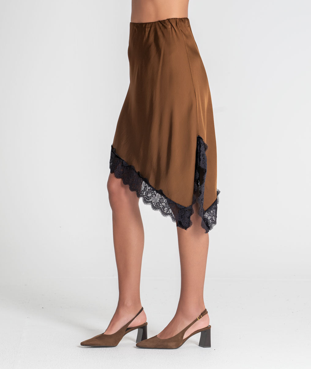 Satin skirt with lace 6520