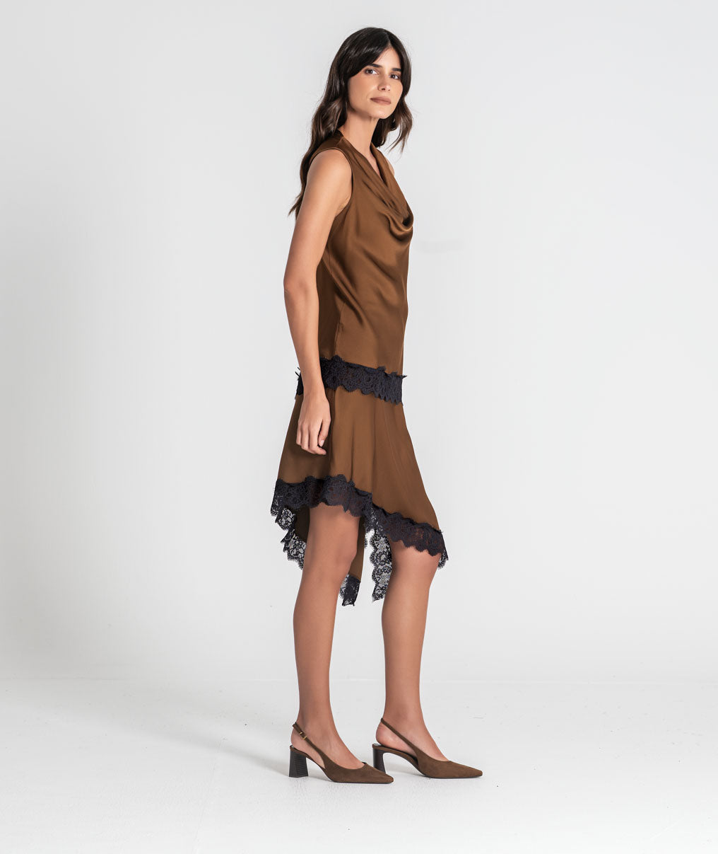 Satin skirt with lace 6520