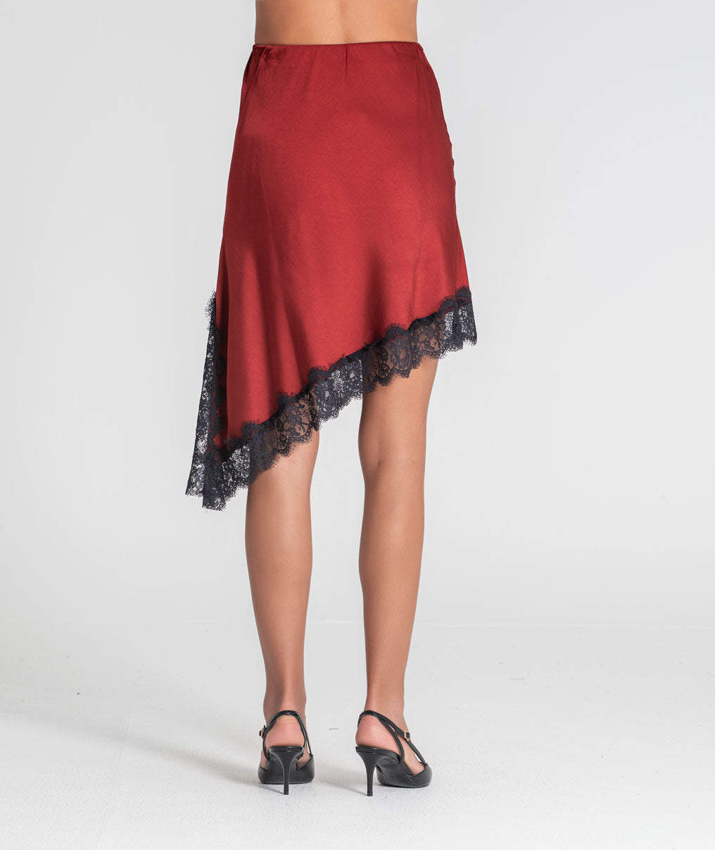 Satin skirt with lace 6520