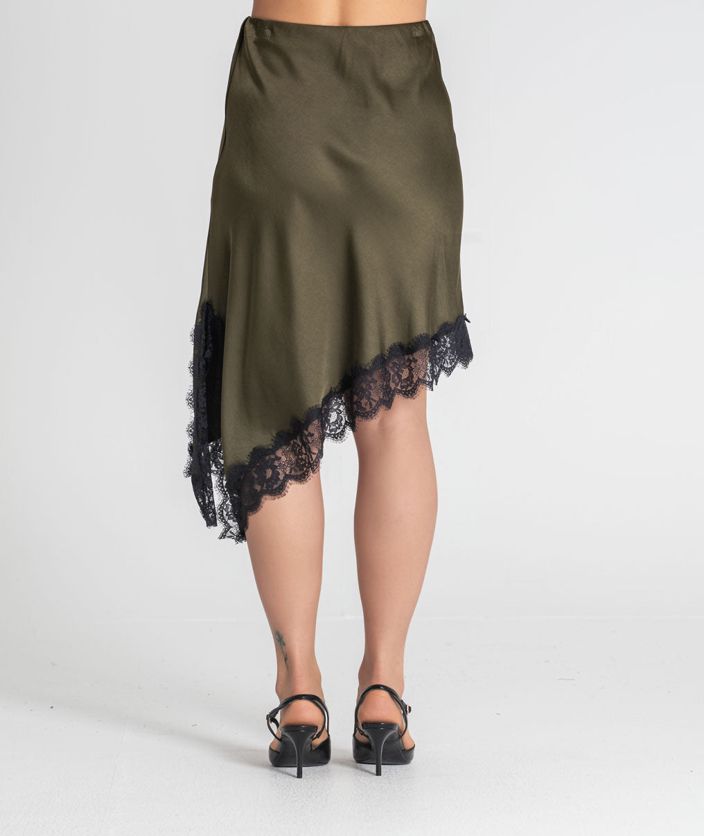 Satin skirt with lace 6520