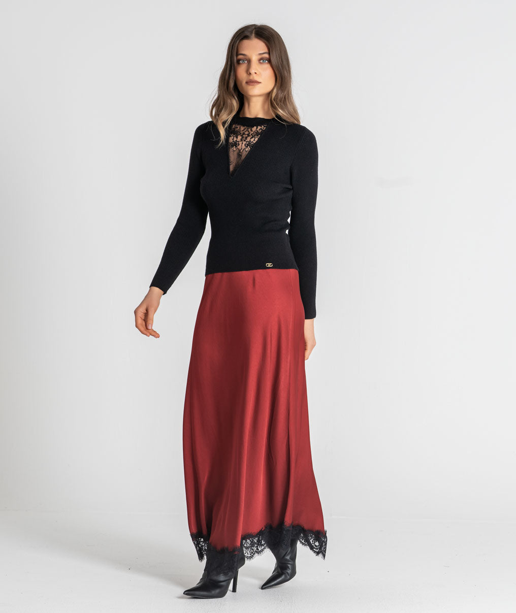 Long skirt with lace 6521