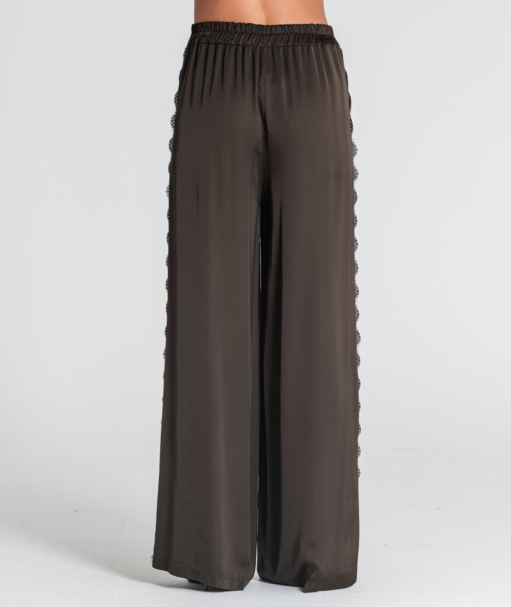 Satin trousers with lace 6522